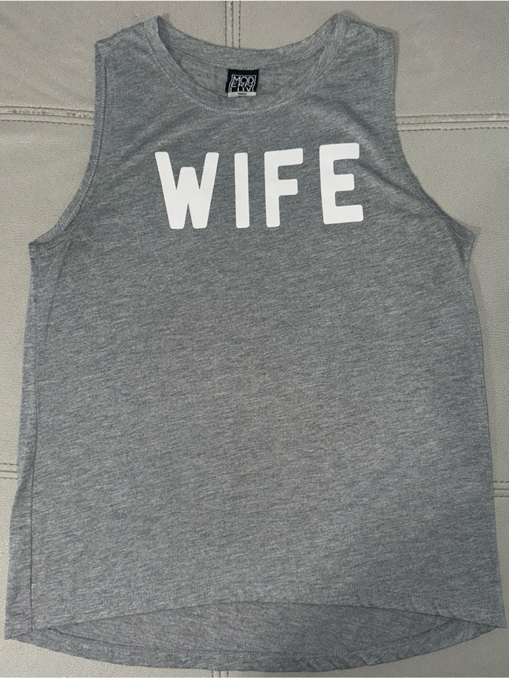 Modern Lux Grey Tank Top with White "WIFE" Print